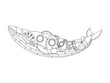 Steampunk style whale coloring book vector