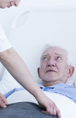 Canvas Print - Elder patient during the hospitalization