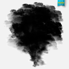 Black fog or smoke isolated transparent special effect. Black vector cloudiness, mist or smog background. Vector illustration