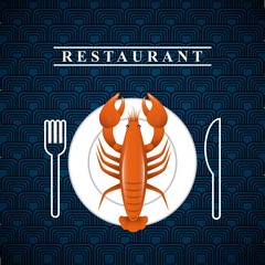 Poster - delicious seafood lobster animal vector illustration design