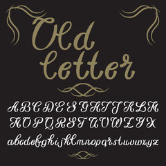 Hand drawn vector calligraphic typeface. Old style font vintage