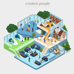 Wall Mural - flat isometric department business people working vector 3d