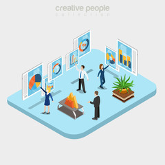 Wall Mural - flat isometric analytic department business vector 3d data
