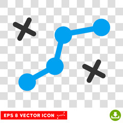 Wall Mural - Vector Route Points EPS vector pictograph. Illustration style is flat iconic bicolor blue and gray symbol on a transparent background.