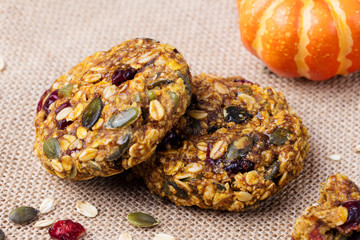Wall Mural - Pumpkin, oat cookies with cranberries, maple glaze