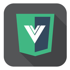 Wall Mural - vector web development shield sign html5 javascript v letter symbol icon on grey badge with long sha