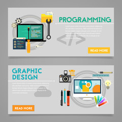 Programming and Graphic Design Concept Banners