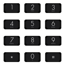 Numeric Keypad Of Black Color Design On White Background.