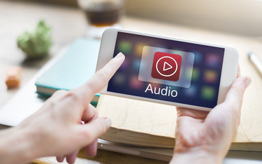 Wall Mural - digital music streaming multimedia entertainment online concept