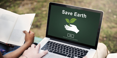 Wall Mural - save earth environmental conservation global concept