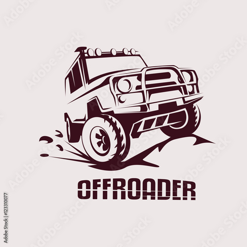 Fotografia  offroad suv car monochrome template for labels, emblems, badges