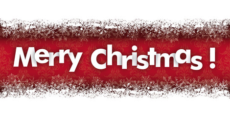 Wall Mural - Merry Christmas Double Snow Banner Ornaments