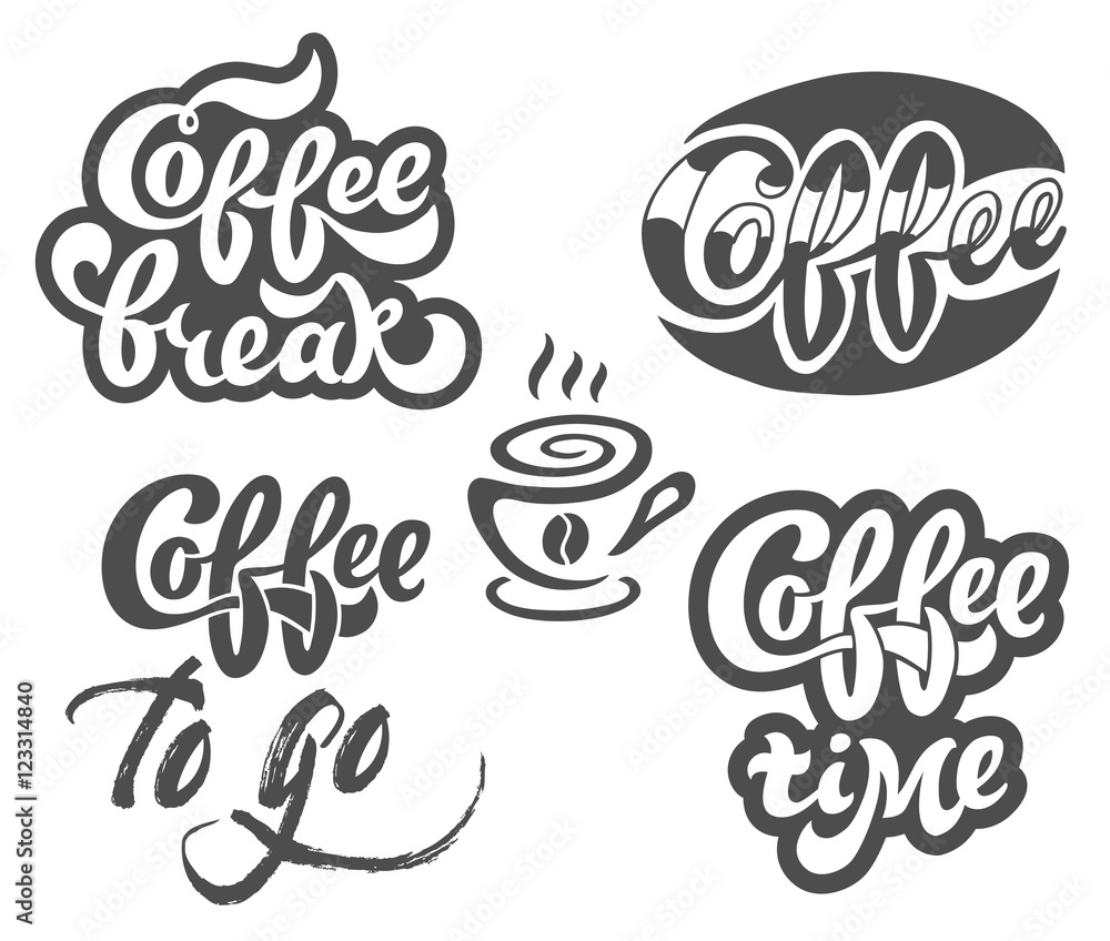 Coffee set hand drawn lettering for restaurant, cafe menu, shop Stock ...