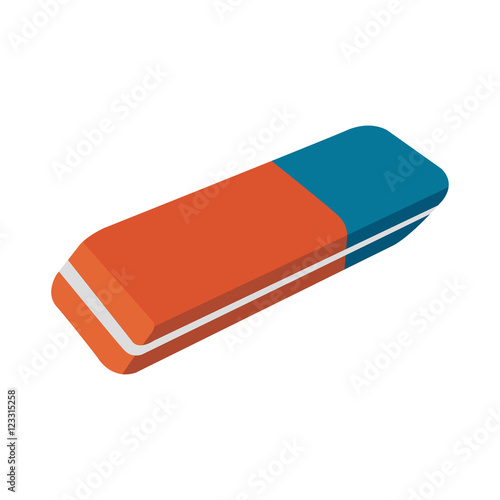 Fotografía Icono plano goma de borrar color en fondo blanco