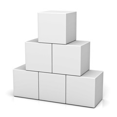 Fototapete - Blank 3d concept boxes isolated on white background with reflection 3D rendering