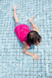 Leinwandbild Motiv Asian Chinese Little Girls Playing at Swimming Pool