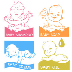 Set of logotypes for baby care products. 