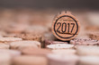 close up of a 2017 vintage new year wine cork with copyspace