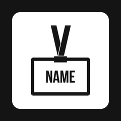 Canvas Print - Plastic name badge with neck strap icon in simple style on a white background