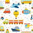 Seamless pattern with colorful transport. Cute children backgrou