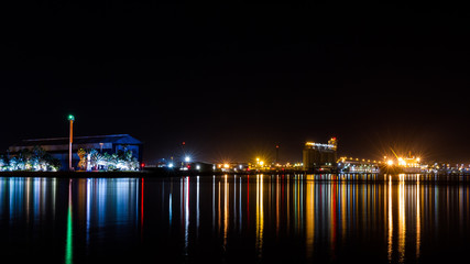 Newcastle harbor at night