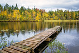 Fototapeta Pomosty - Old lake bridge in autumn scenery