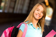 © Eric Hood - Teenage Schoolgirl with books and backpack at Highschool