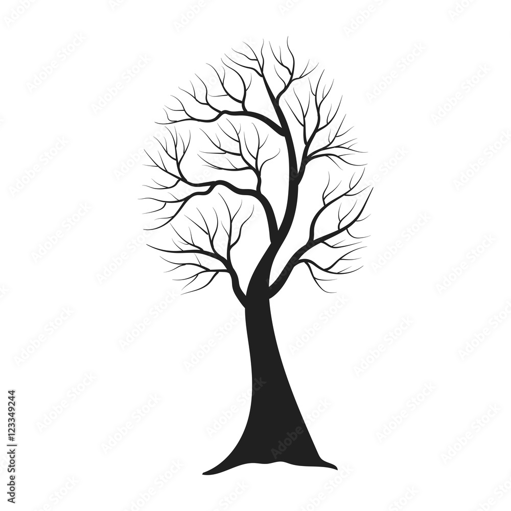 Tree silhouette isolated illustration - obrazy, fototapety, plakaty 