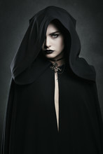 Beautiful Vampire Woman With Black Cloak