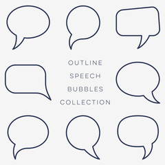 Wall Mural - Simple black outline speech bubbles collection