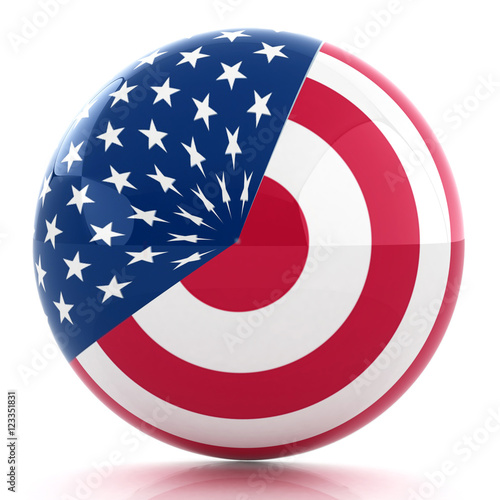 Fotografia, Obraz sphere instead letter O textured by USA flag. 3d render