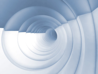 Wall Mural - Vortex tunnel interior, light blue toned 3d