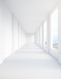Fototapeta Perspektywa 3d - White corridor with city view