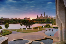 View Of The Parliament Of Ottawa From The Other Side Of The Ottawa River.