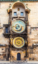 Prague Astronomical Clock In The Building Of The Old Town Hall. Prague, Czech Republic.