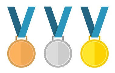 medal vector set. gold medal, silver medal, bronze medal. medal