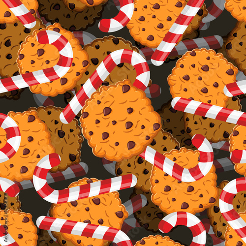 Stoffe zum Nähen Pfefferminze Weihnachten Süßigkeiten und Keksen Muster. Süße festliche ba