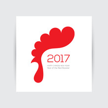 New Year Greeting Card With Red Rooster Comb