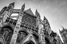 Black And White Image Of Westminster Abbey In London, England, UK