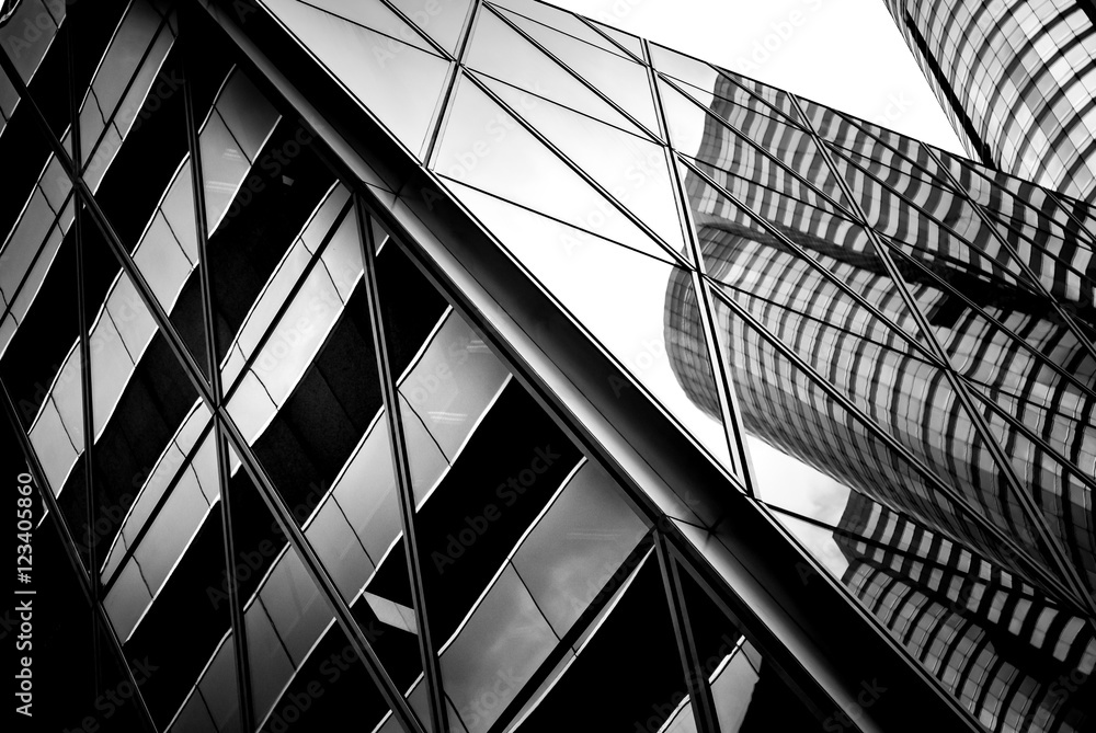 windows of business building in Hong Kong with B&W color
 - obrazy, fototapety, plakaty 