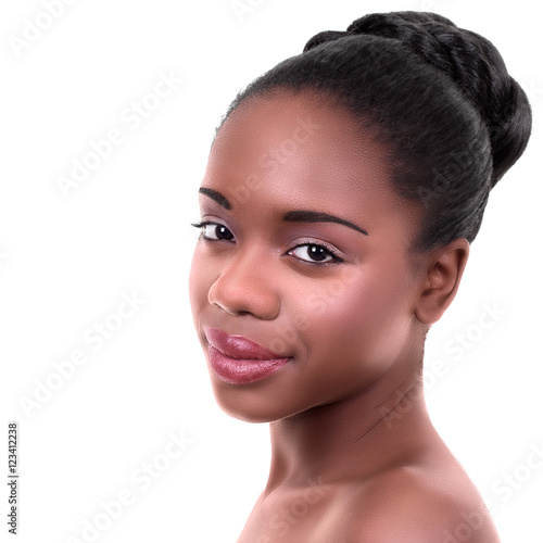 African American Black Woman With Hair Bun Updo And Make Up Buy
