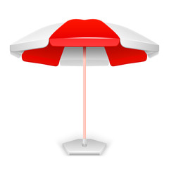 Sticker - Red striped market outdoor umbrella vector illustration