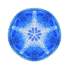 Watercolor Mandala, Lace Ornament Made Of Round Pattern In Oriental Style.