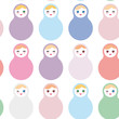 Russian dolls matryoshka on white background, pastel colors. Can be used for fabric, site background, wrapping paper, scrapbooking. Vector
