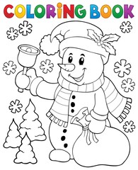 Canvas Print - Coloring book snowman topic 3