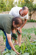 © Kike Arnaiz/ADDICTIVE STOCK - Two men inspect harvest in the garden