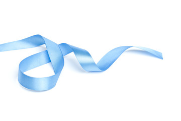 Wall Mural - Shiny blue ribbon  isolated on white