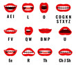 © MicroOne - Cartoon character mouth and lips sync for sound pronunciation. Vector set animation frames