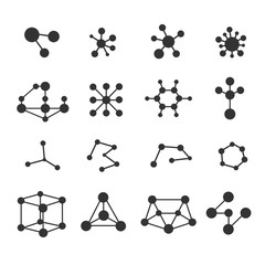 Wall Mural - molecules icons vector set