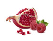 Pomegranate quarter piece raspberry isolated on white background